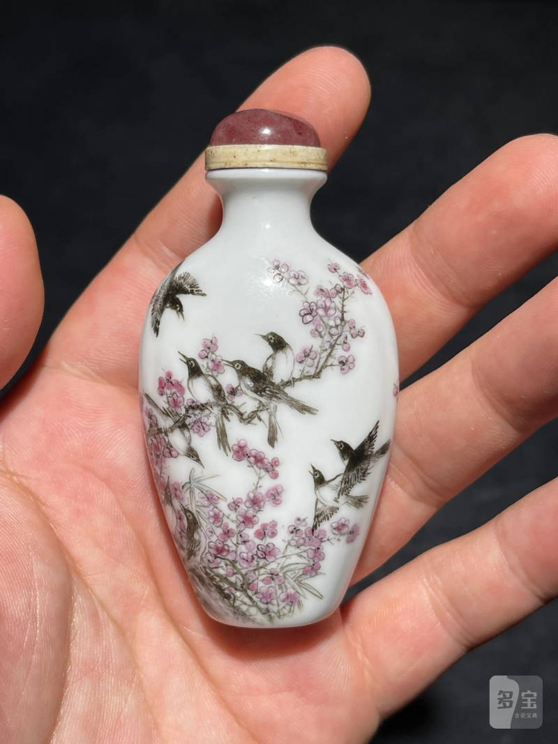 清晚期 粉彩喜上眉梢纹鼻烟壶 - 图3